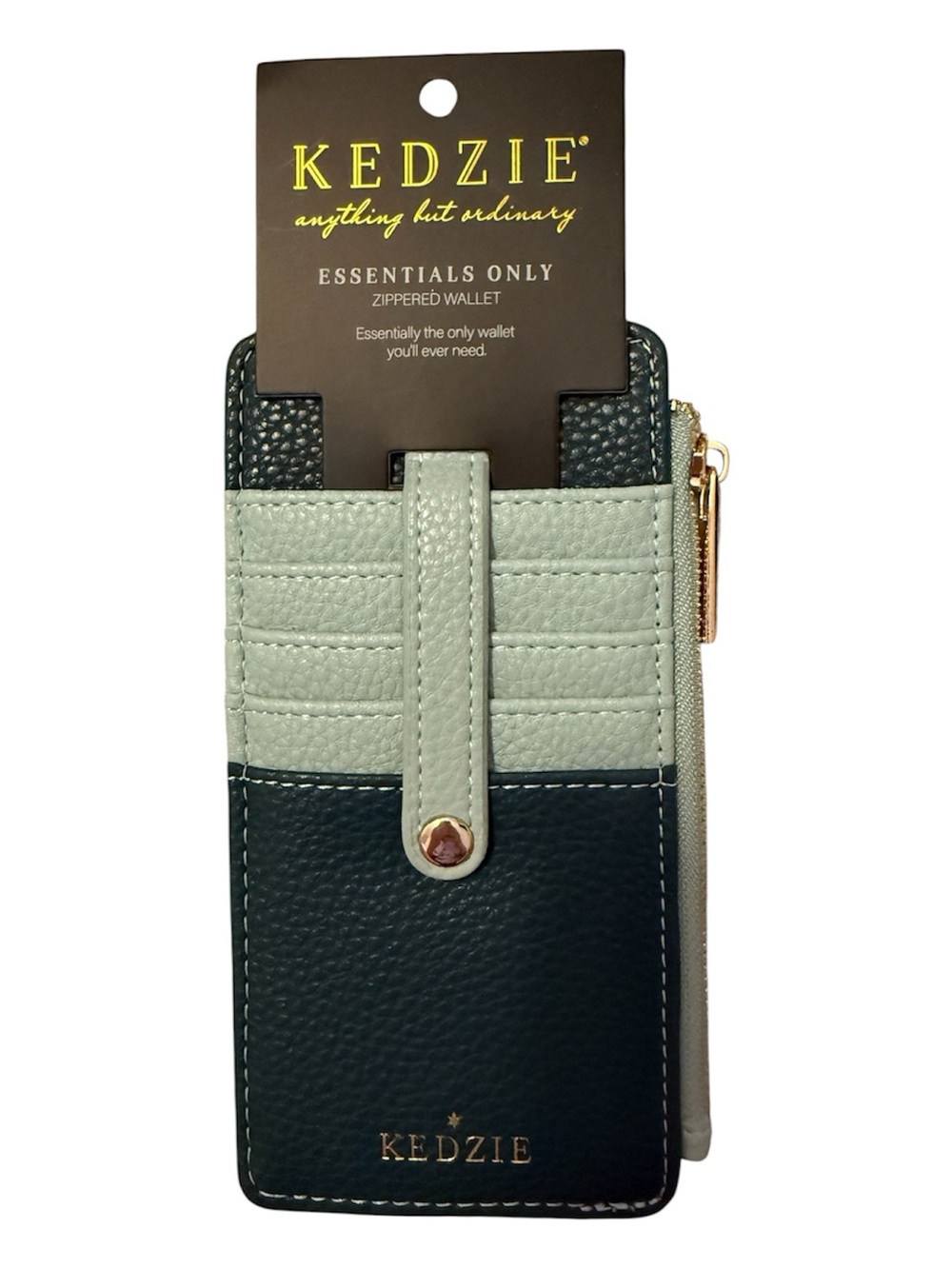Kedzie Two-Tone Green Essentials Zippered Wallet